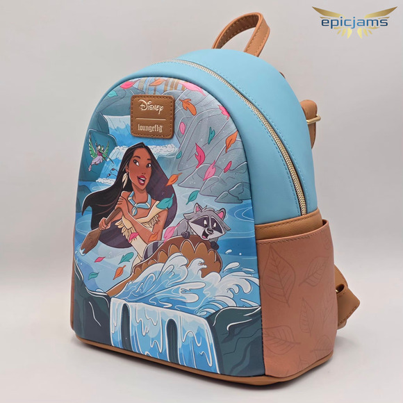 Loungefly Disney Pocahontas Meeko Flit Riverbend Blue Mini Backpack Bag New - Picture 3 of 7